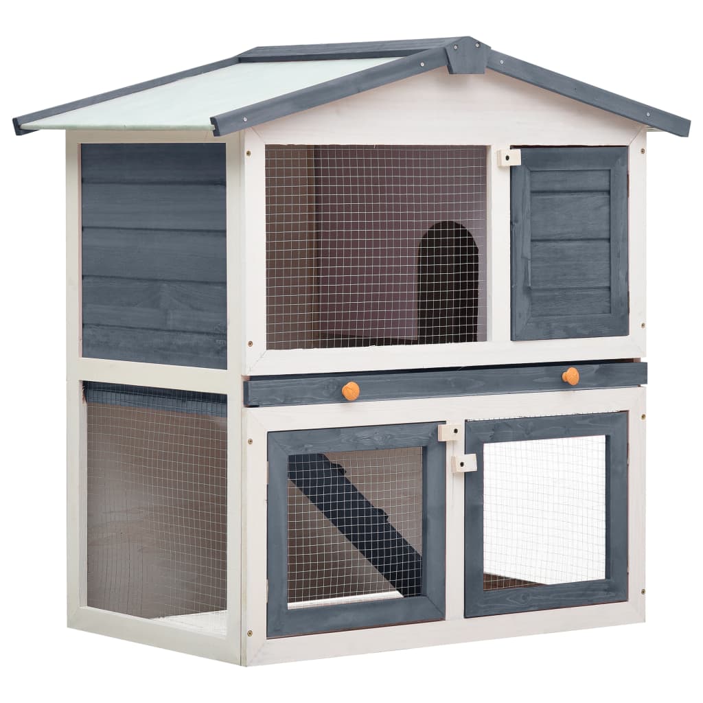 Outdoor Rabbit Hutch Small Animal House Pet Cage 3 Doors Wood - Mercantile Mountain
