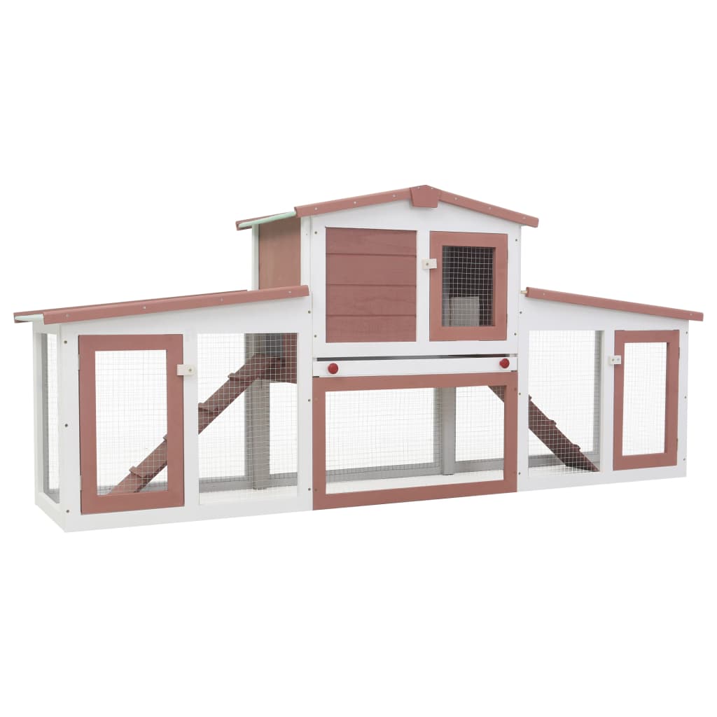 Outdoor Large Rabbit Hutch Gray and White 80.3"x17.7"x33.5" Wood - Mercantile Mountain