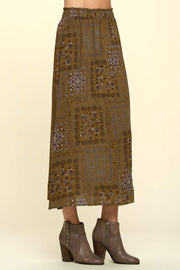 Paisley Patch Print Skirt with Side Slits - Mercantile Mountain