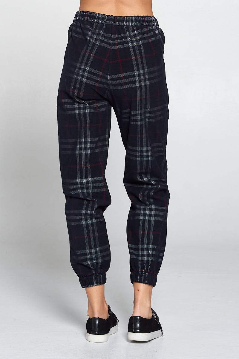 Plaid Pants with Pockets and Elastic Waist - Mercantile Mountain