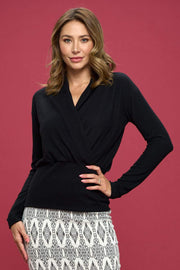 Solid Knit Surplice Top with Banded Bottom - Mercantile Mountain