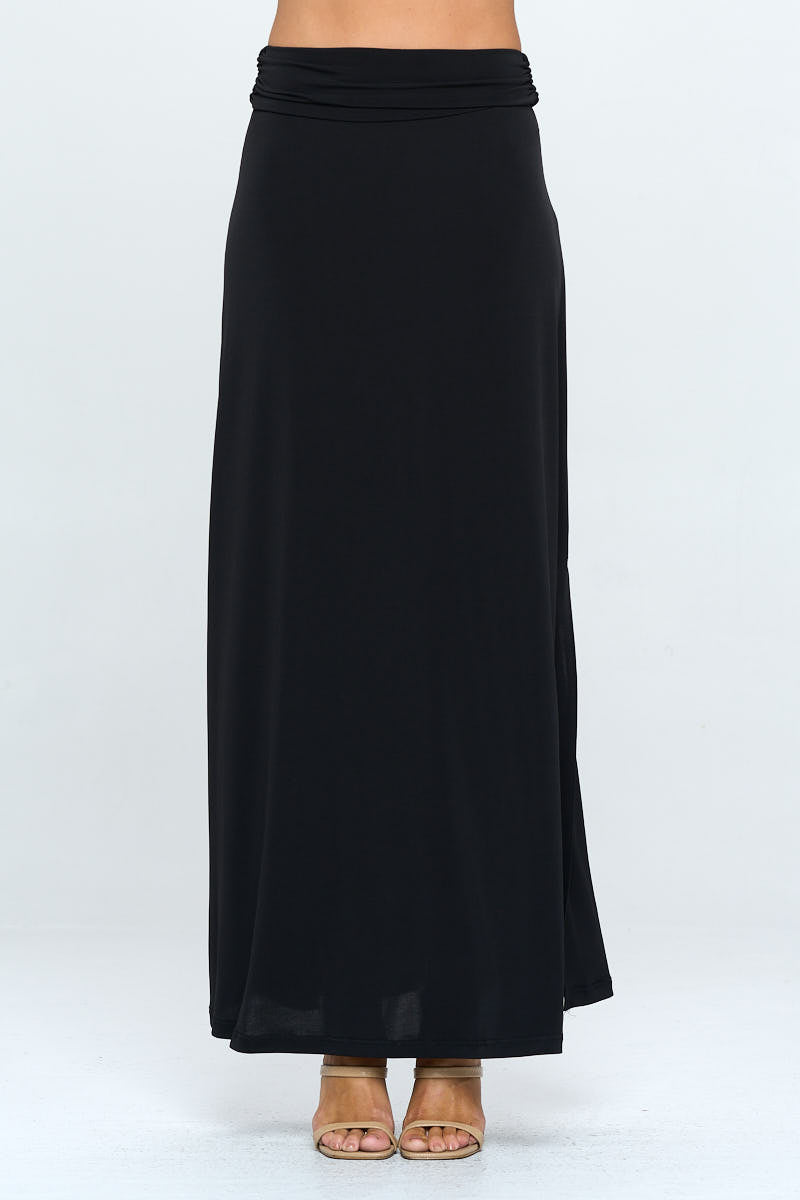 Solid Maxi Skirt with Slit - Mercantile Mountain