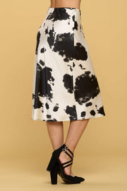 Cow Print Satin Midi Skirt - Mercantile Mountain
