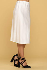 Solid Satin Midi Skirt with Lining - Mercantile Mountain