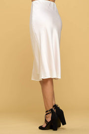 Solid Satin Midi Skirt with Lining - Mercantile Mountain