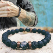 Men's Bracelet Natural Moonstone Bead Lava Stone Diffuser Bracelets - Mercantile Mountain