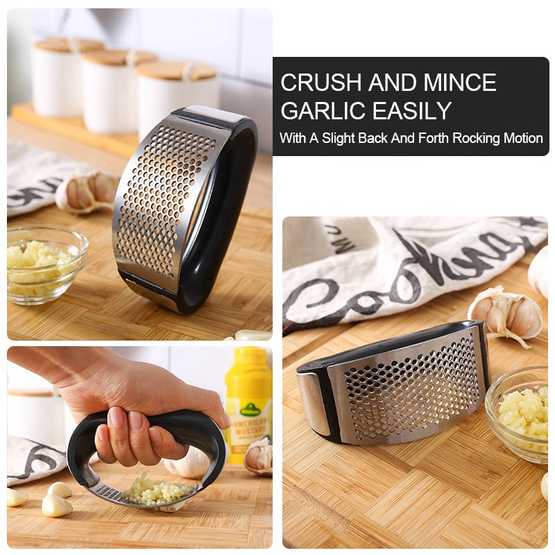 Garlic Press, Stainless Steel, Manual Grinding Curved Ginger Crusher - Mercantile Mountain