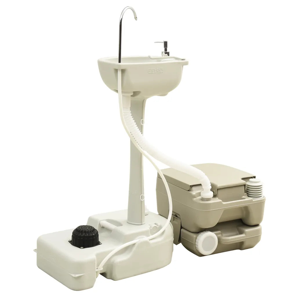 Portable Camping Toilet 2.6 x 2.6 gal and Handwasher Stand 5.3 gal - Mercantile Mountain