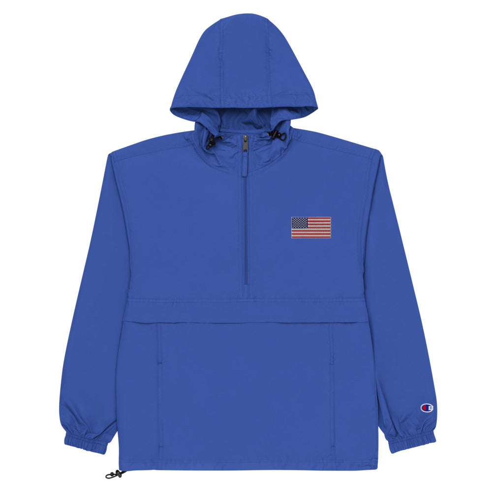 Champion Packable Jacket Embroidered American Flag - Mercantile Mountain