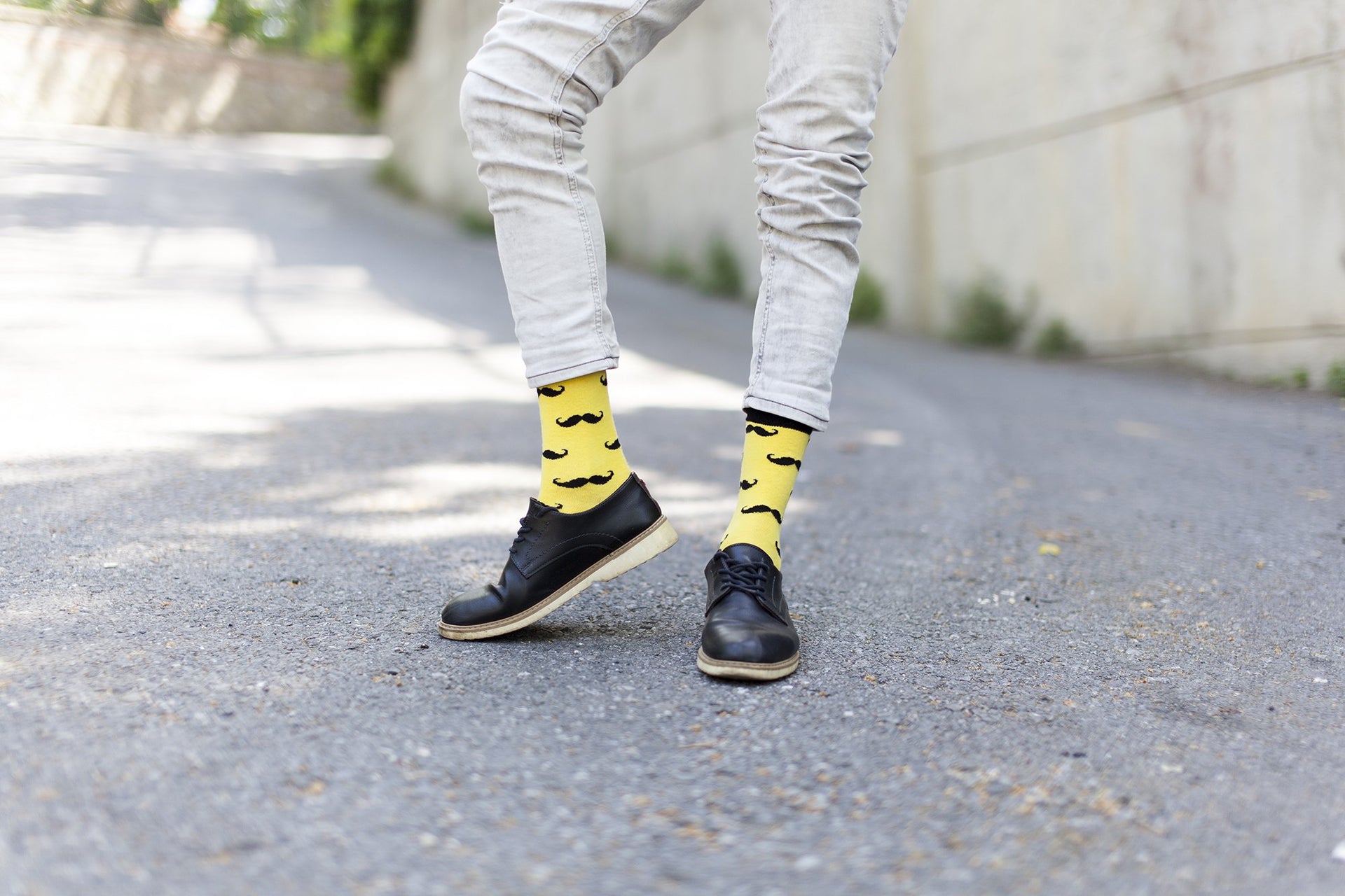 Men's Yellow Mustache Socks - Mercantile Mountain
