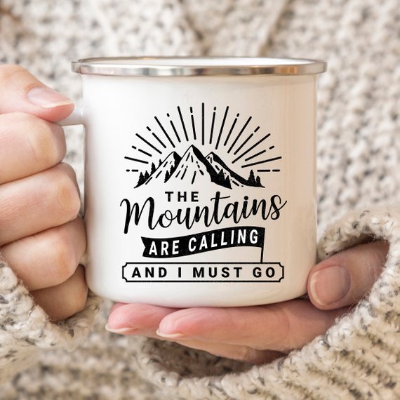 Mountain Mug Enamel Mug Wanderlust Camping Mug The - Mercantile Mountain