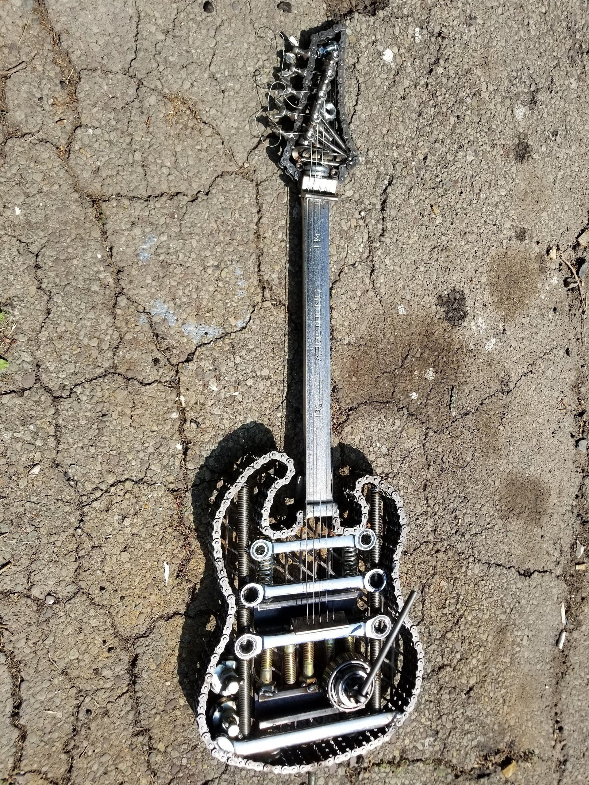 Scrap Metal Electric Guitar Wall Decoration Heavy Metal from Nuts and - Mercantile Mountain