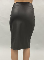 Faux Leather Skirt with Slit - Mercantile Mountain
