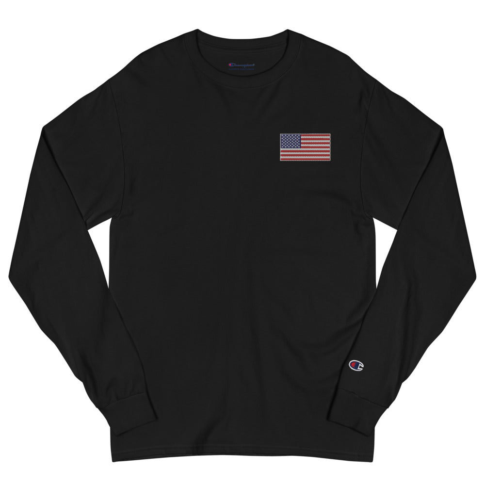 Men's Champion Long Sleeve Shirt American Flag - Mercantile Mountain