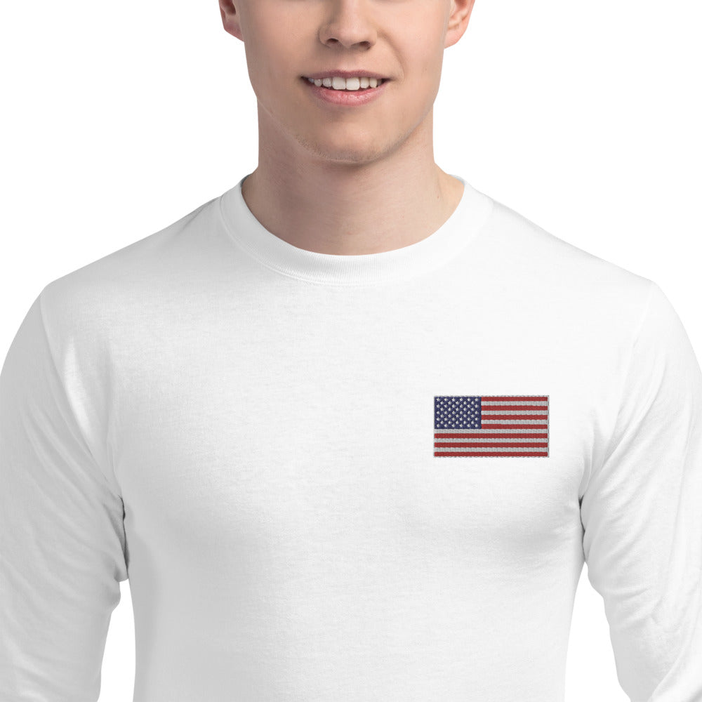 Men's Champion Long Sleeve Shirt American Flag - Mercantile Mountain